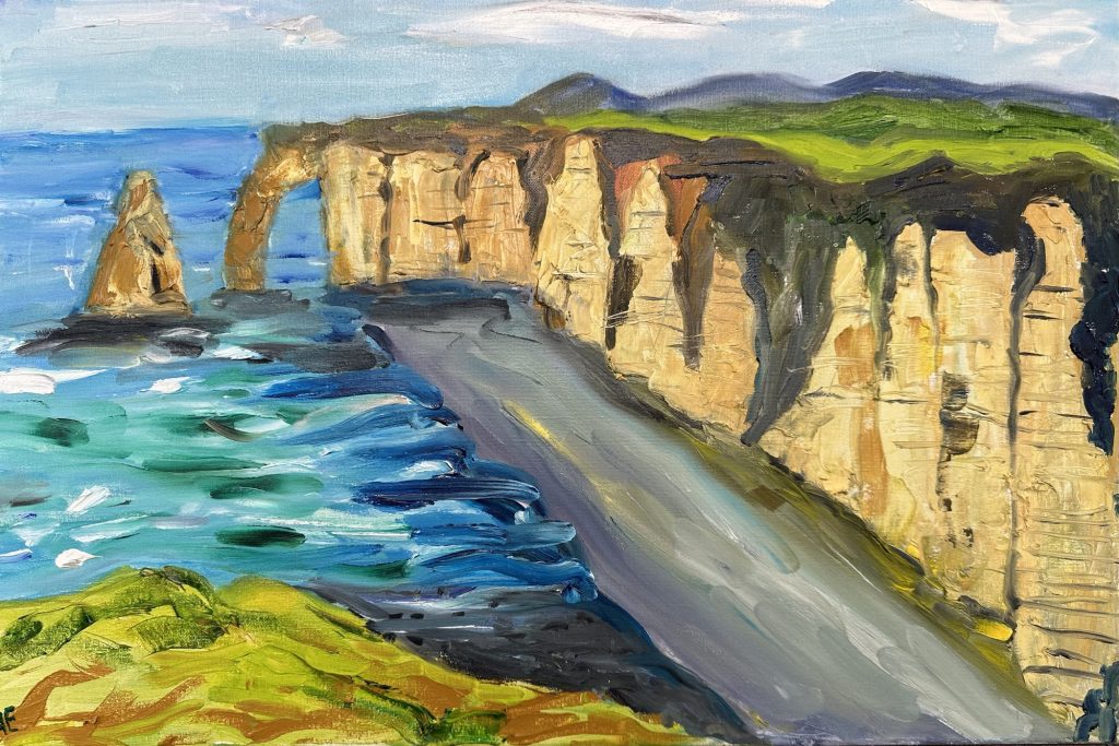 Étretat sunrise painting